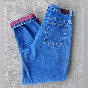 Vintage 90s LLbean flannel lined denim jeans straight leg